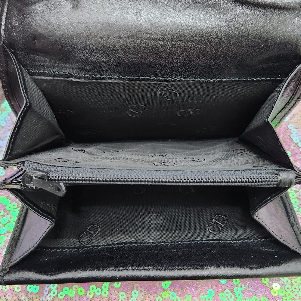 Christian Dior Black Leather Compact Wallet - Picture 7 of 13